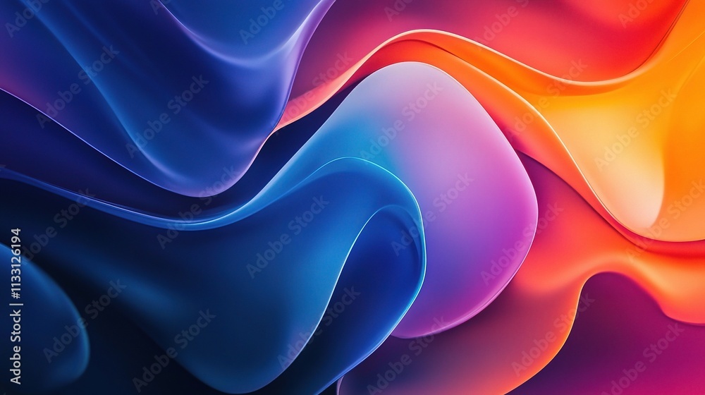 Obraz premium Abstract Rainbow Swirls on Dark Background with Gradient Colors