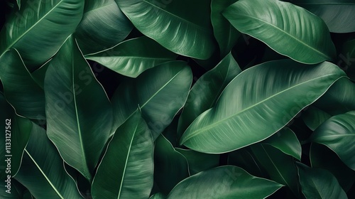  Lush Tropical Foliage: A mesmerizing backdrop of vibrant green leaves, captured in a close-up shot that showcases the intricate textures and patterns of nature.