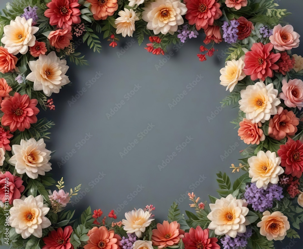 Obraz premium illustration of a floral garland made of artificial flowers , textile art, creative embellishments, floral garland
