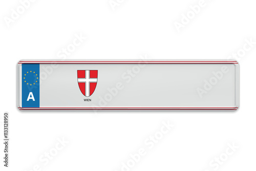 Car number plate of Austria. Vehicle registration license of Austrian region Vienna
