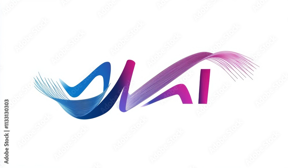 Fototapeta premium AI logo with abstract elements, glowing lines on white background.