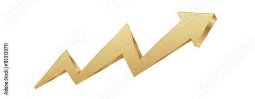 A golden arrow points upward, symbolizing positive business growth and success in finance.