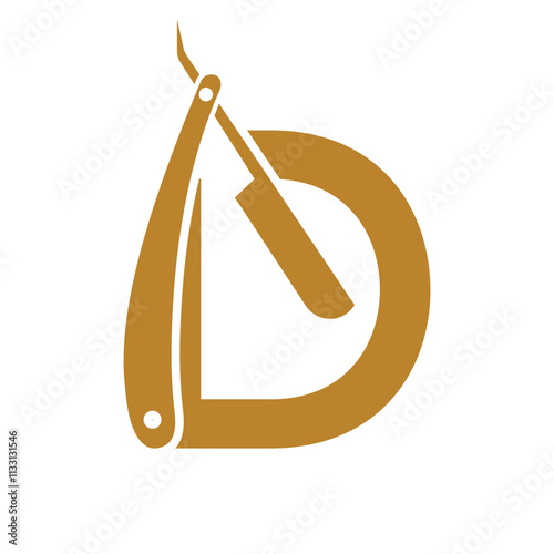 Letter D Salon Logo Concept With Razor Symbol