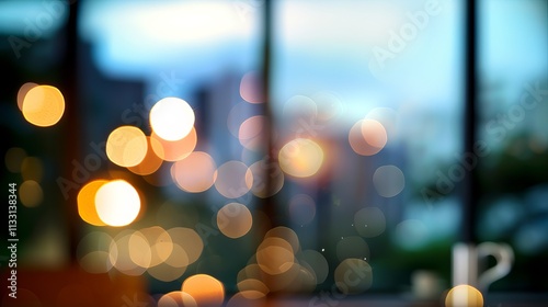 A beautiful abstract image featuring soft, blurred bokeh lights creating a dreamy atmosphere in a vibrant, urban setting. blurred background