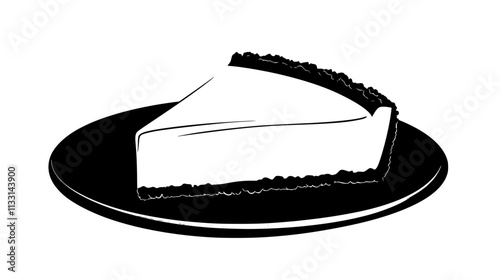 Slice of cheesecake on a plate, showing creamy texture and firm crust, Vectorized Food Art