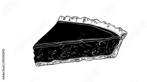 Slice of pie showcasing thick pecan filling within a perfectly baked crust, Vectorized Food Art