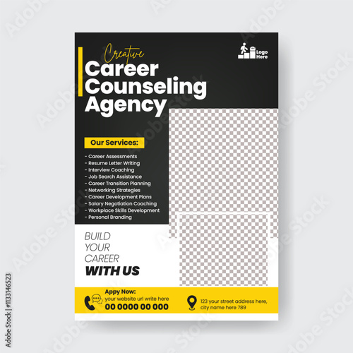 editable print flyer or poster template for Job Fair expo, Career counseling service agency, job opportunity, job fair poster, job vacancy, career development flyer, poster, leaflet, brochure cover