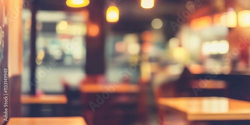 Wallpaper Mural A warm and inviting cafe atmosphere featuring blurred tables and soft lighting, creating a cozy ambiance. blurred background Torontodigital.ca