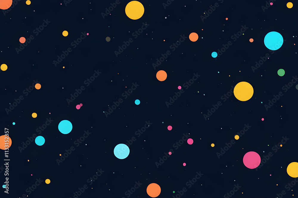 Fototapeta premium Colorful dots floating in dark space background design