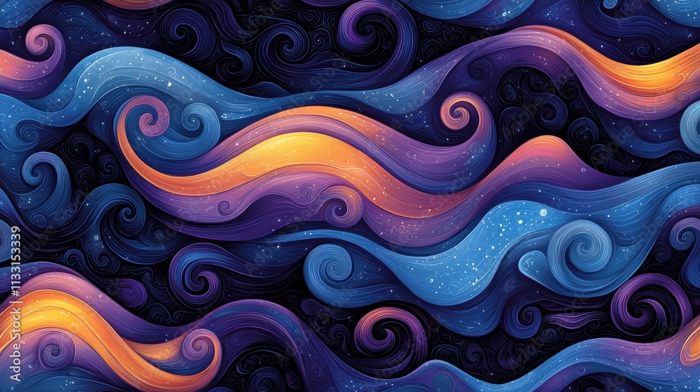 Obraz premium Gradient Cosmic and Space Theme Gradient with swirling blues, purples, and blacks, evoking a sense of cosmic mystery.