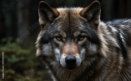 Closeup photo of a wolf environment dark shot photo