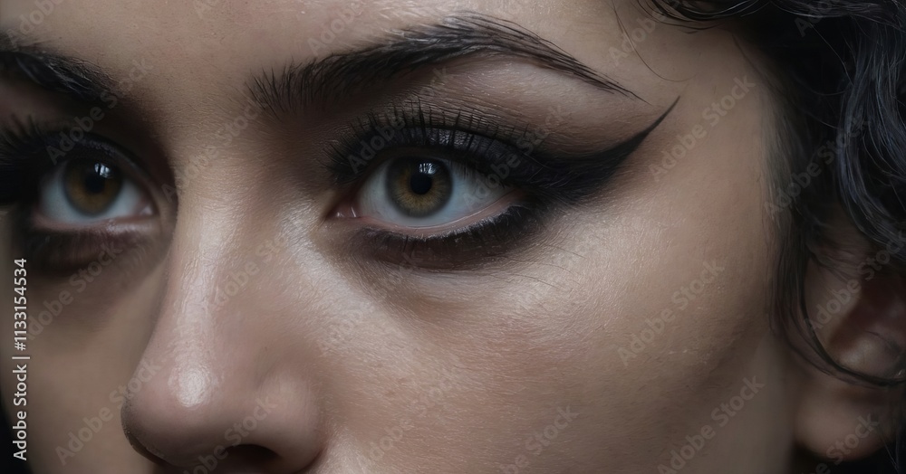 Fototapeta premium portrait of a woman, beauty closeup, model face, beautiful girl with makeup, fashion lifestyle
