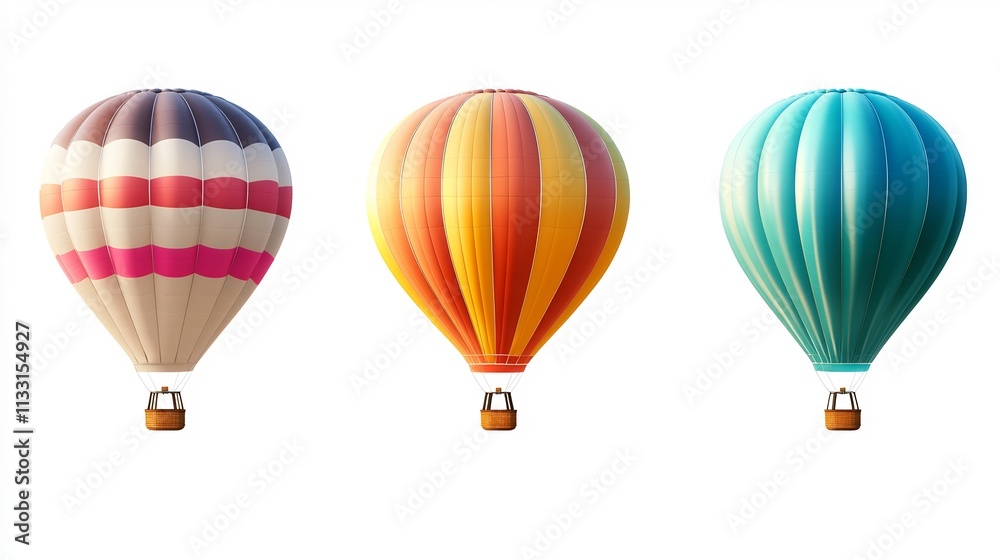 Obraz premium Three Colorful Hot Air Balloons Floating in the Sky
