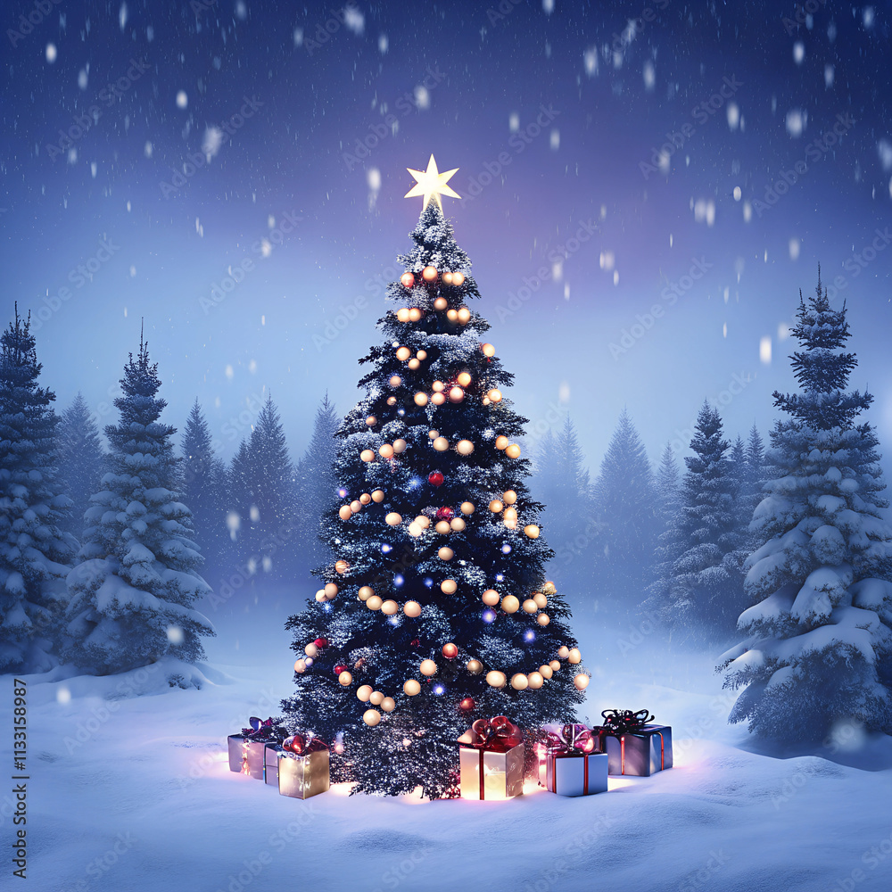 Obraz premium christmas tree in the night