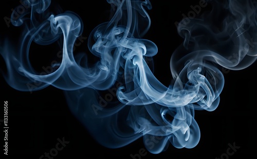 Blue smoke on black background 