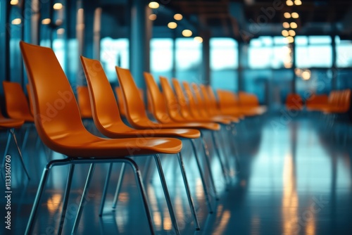 Modern Waiting Area with Orange Chairs