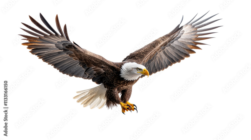 Fototapeta premium Majestic Eagle with Spread Wings on Transparent Background