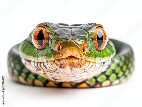 Elegant keelback snake with green and red markings nature wildlife photography close-up serpentine beauty photo