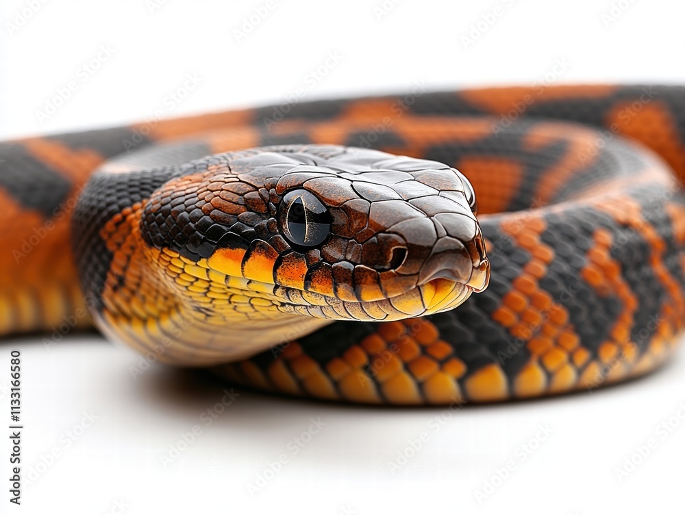 Fototapeta premium Bushmaster snake coiling in earthy hues rainforest floor wildlife photography natural habitat close-up serpent behavior