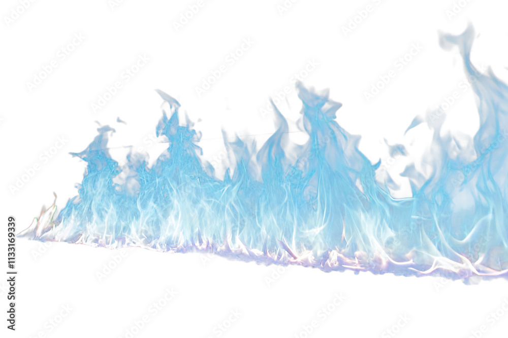 Fototapeta premium Realistic blue fire flame isolated on a transparent background
