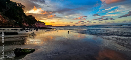 sunset over the sea view from the beach praia do centro, pipa,  tibau do sul, rio Grande do norte, brasil