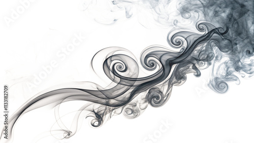 swirling black smoke isolated on a transparent background