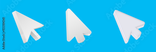 Three white computer mouse arrows arranged in different angles on a vibrant backdrop.