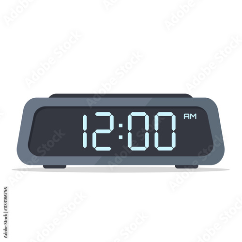 digital alarm clock midnight flat logo icon vector illustration modern design isolated on white background