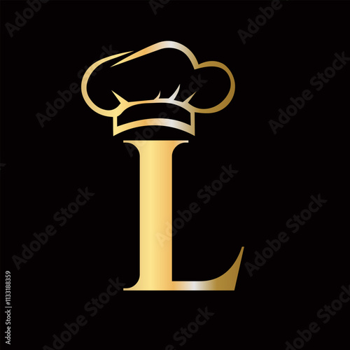 Letter L Chef Logo Concept For Restaurant Sigh Vector Template