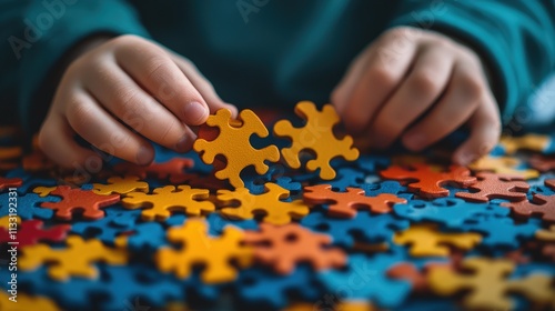 Autism Parenting Challenges: A Child's Hands Holding a Piece of a Puzzle Symbolizing Understanding, Support, and Growth in Family Life
