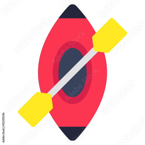 Flat design icon of canoe