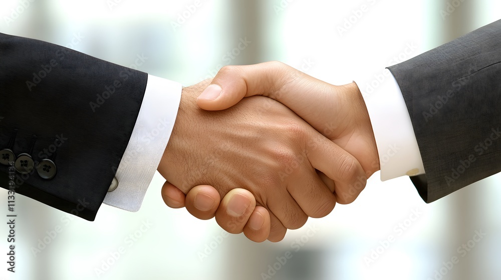 Two Businessmen Shake Hands In Agreement A Deal Closed Two Businessmen Shake Hands In Agreement A Deal Closed