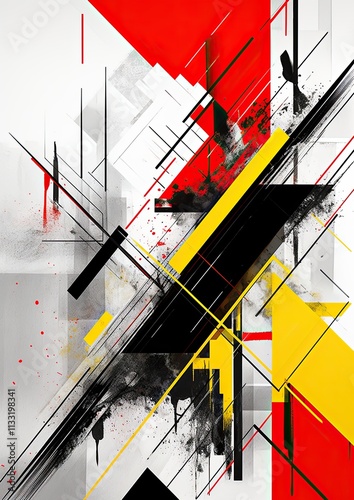 yellow white silver l red black abstract geometric presentation photo