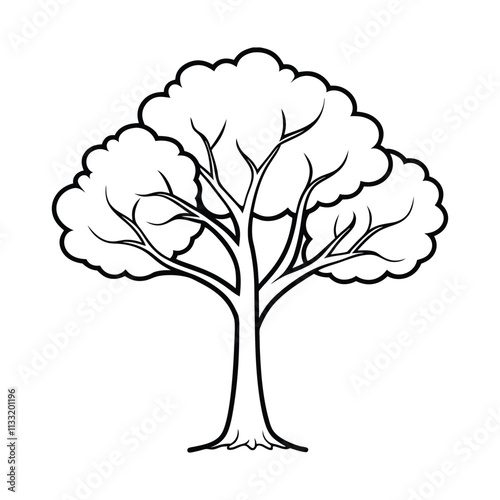 A drawing of a tree with a white background that says  tree .