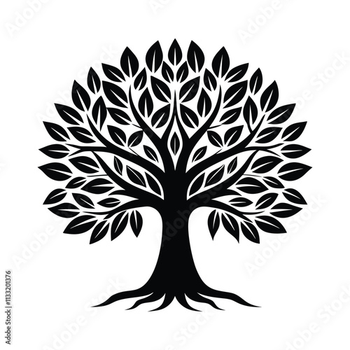 A black and white drawing of a tree with the word tree on it.