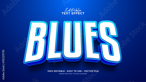 Blue 3d editable text effect premium vector
