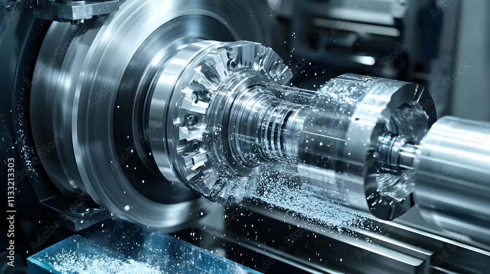 Fototapeta premium Industrial Metal Machining, Precision Cutting Process in Action