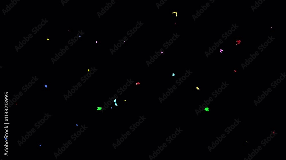 Butterflies come in rotate and go out with a 4k loop overlay Transparent Colorful small