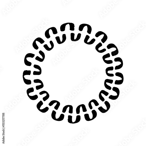 Decorative round frame with grunge wave.