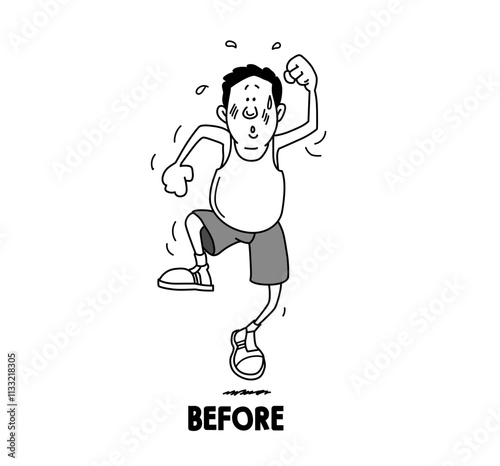 boy running to loss fat vector illustration