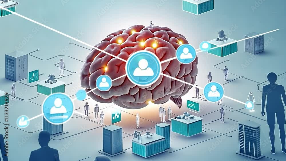 Brain creating social network with business people connecting