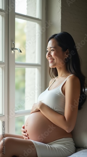 pregnant woman holding her belly and smiling Free Download pregnant woman holding her belly and smiling - GFXLoad