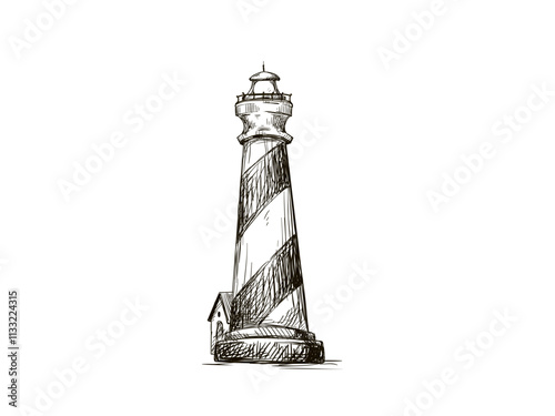 lighthouse sketch illustrator isolated on white background 