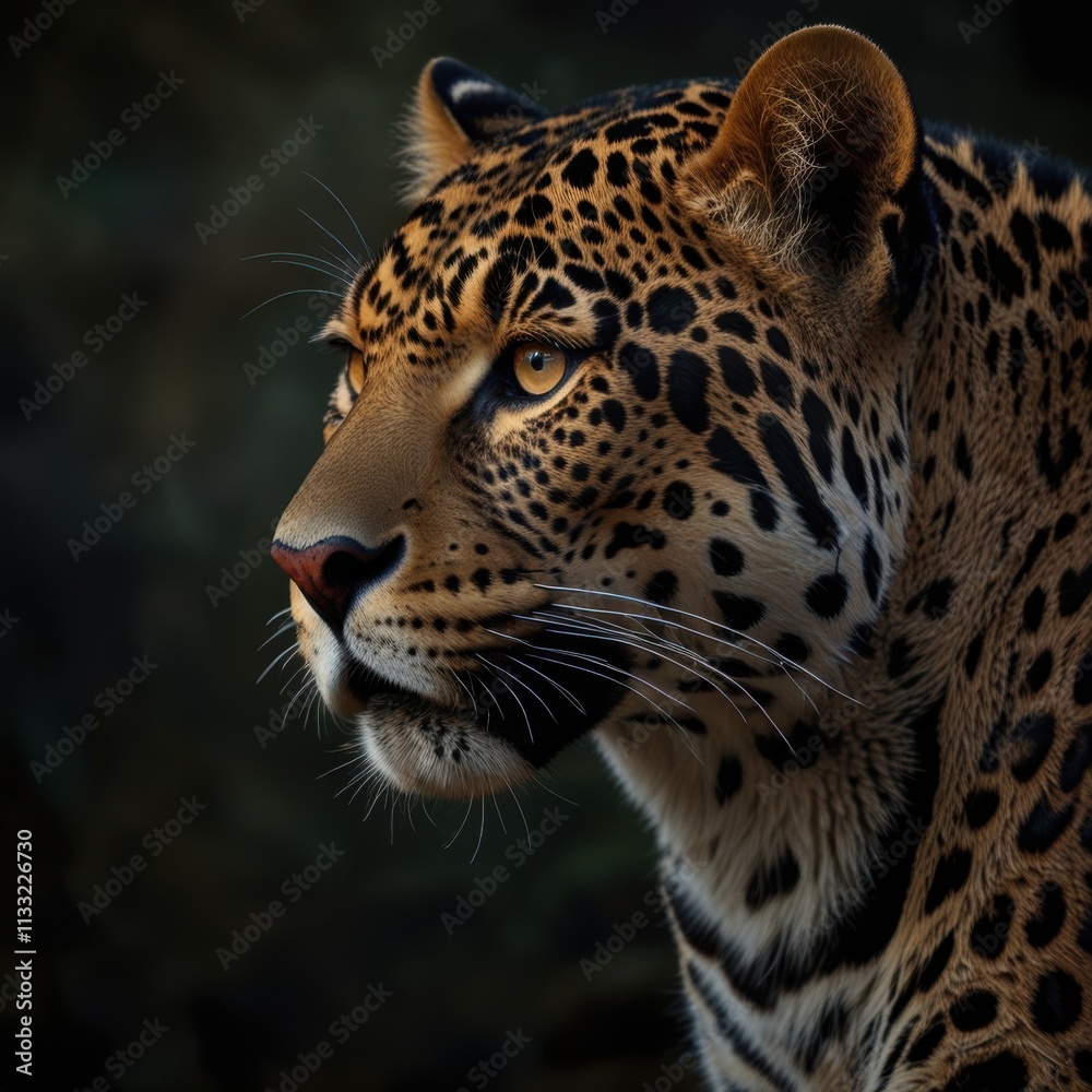 Fototapeta premium Jaguar - a powerful predator of America. A magnificent, solitary hunter with strong musculature and distinctive rosettes on its fur. A symbol of wildlife.