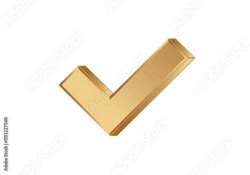 A shiny golden check mark icon, representing confirmation, success, or approval.