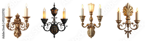 Elegant Sconces on Transparent Background