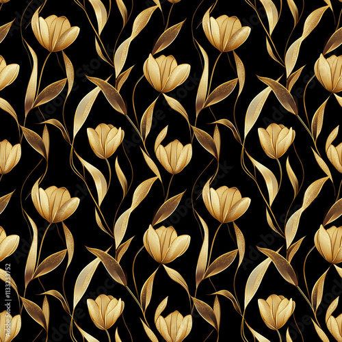 seamless floral pattern on black