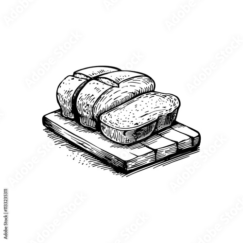 Hand drawn ink sketch bread. Engraving style vector illustrations