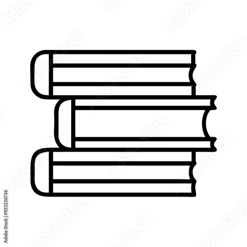 stack of books icon, children’s day line art, children icon - simple black line art icon of stack of booksfor children’s day topic celebrations. children vector art. photo