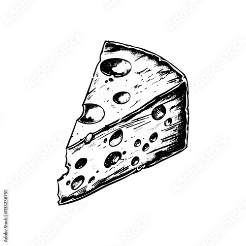Hand drawn ink sketch cheese. Engraving style vector illustrations